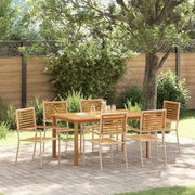 Set da Pranzo per Giardino 7 pcs Beige Legno di Acacia Massello