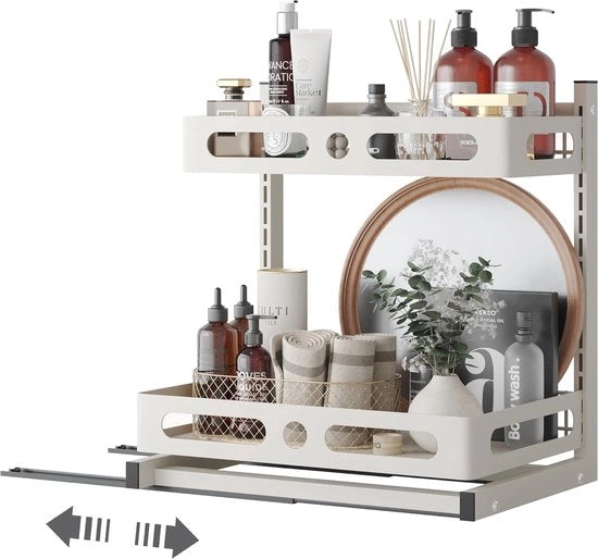Organizzatore per la cucina sotto il lavello - 2 livelli rack regolabile per cucina e bagno