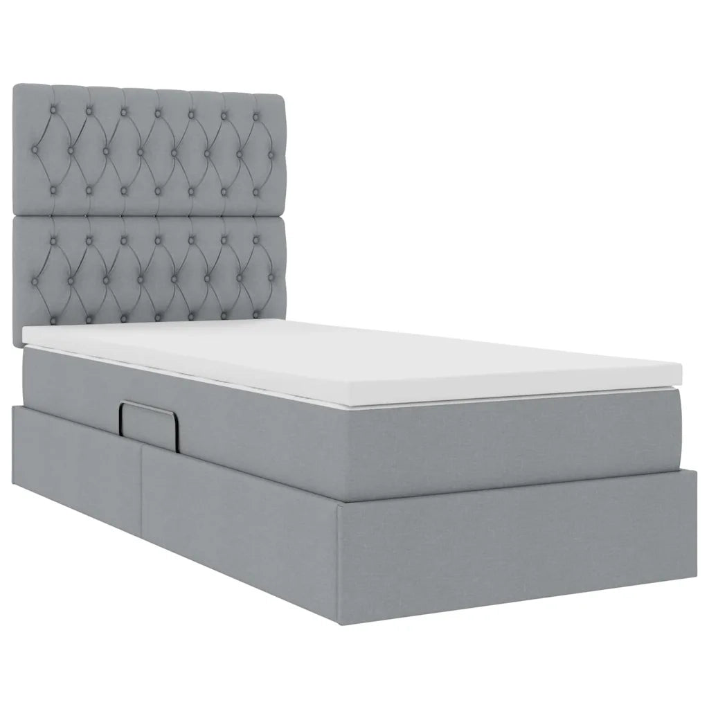 Letto con contenitore e LED con led Grigio chiaro 100 x 200 cm