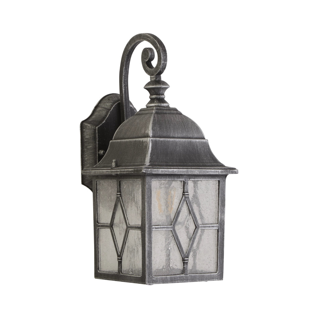 Applique Vintage-Decò Genova Alluminio Nero Vetro Argento 1 Luce E27