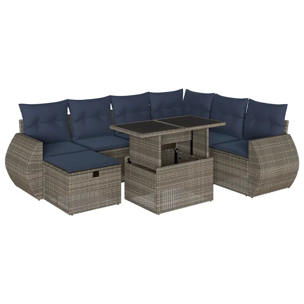 Set Divani da Giardino 8 pz con Cuscini Grigio in Polyrattan 3275161