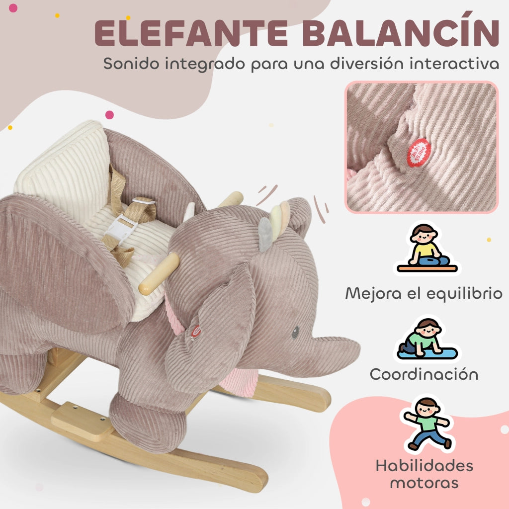 Dondolo per Bambini con Suono e Cintura di Sicurezza ¨C Minimal ¨C Legno Naturale