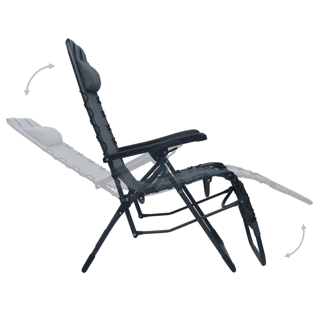 Sedia pieghevole da giardino e patio textilene grigio 02_0011894