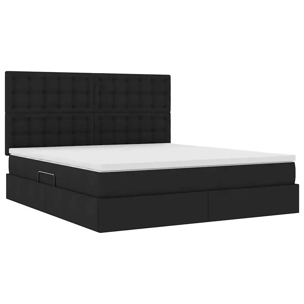 Letto con contenitore e LED Nero 160 x 200 cm Poliestere