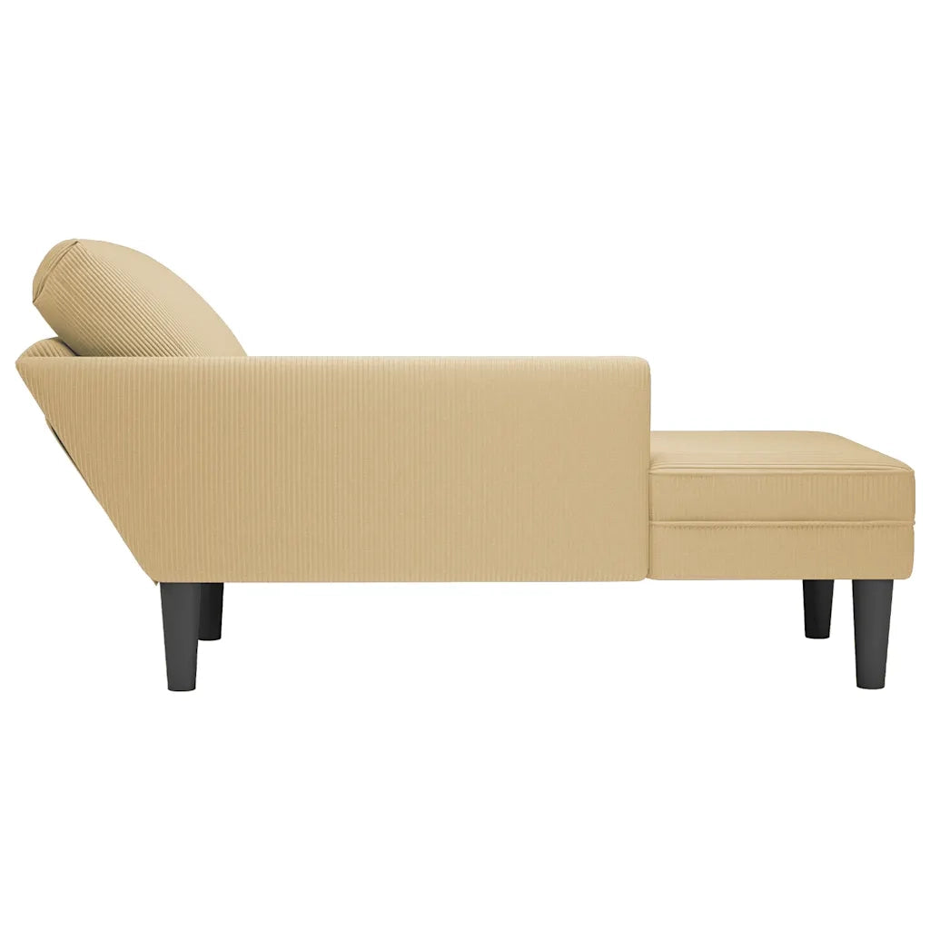 Sdraio con Cuscino Destro Velluto a Coste Grigio Verde Chiaro 4009819