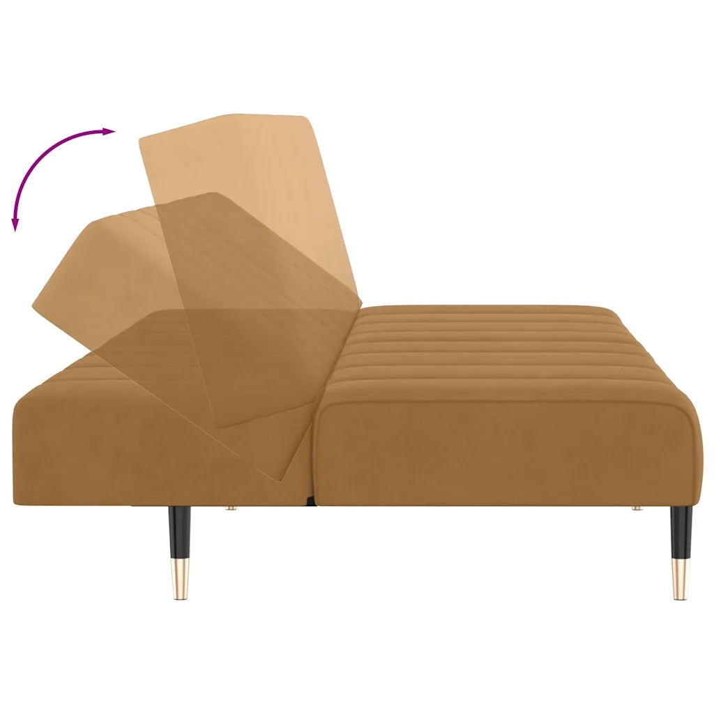 Divano Letto a 2 Posti-Sofa Letto 2 Posti-Daybed Marrone in Velluto 634036
