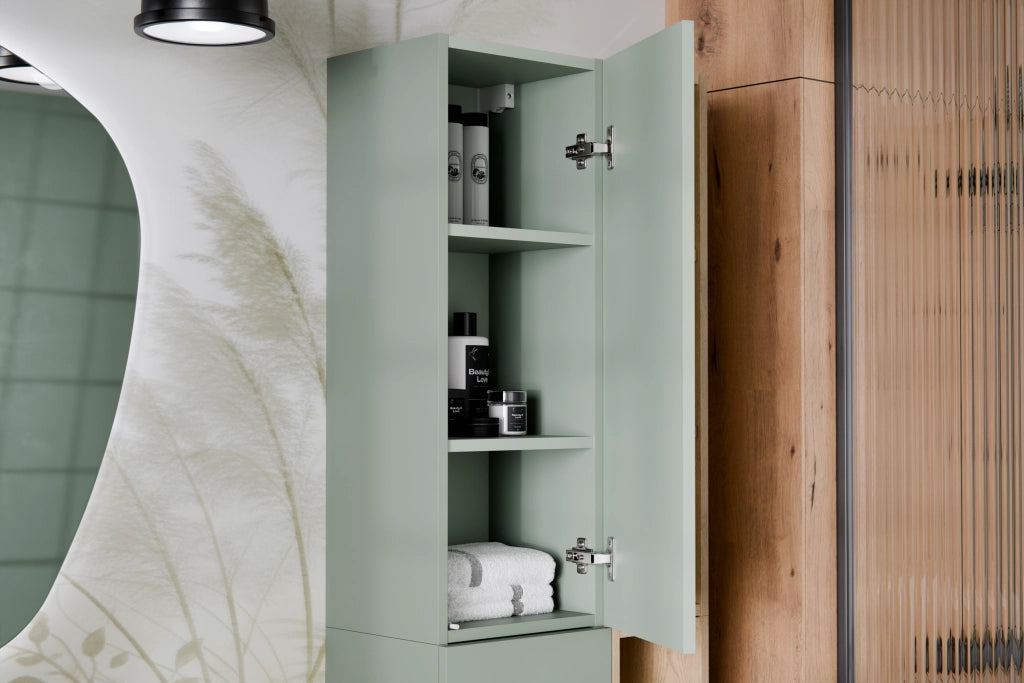 Set mobili bagno con półsłupkiem e regałem Aster Green 30 cm