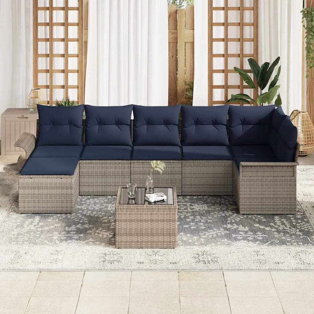 Set Divano da Giardino 8 pcs Grigio polyrattan 3354134
