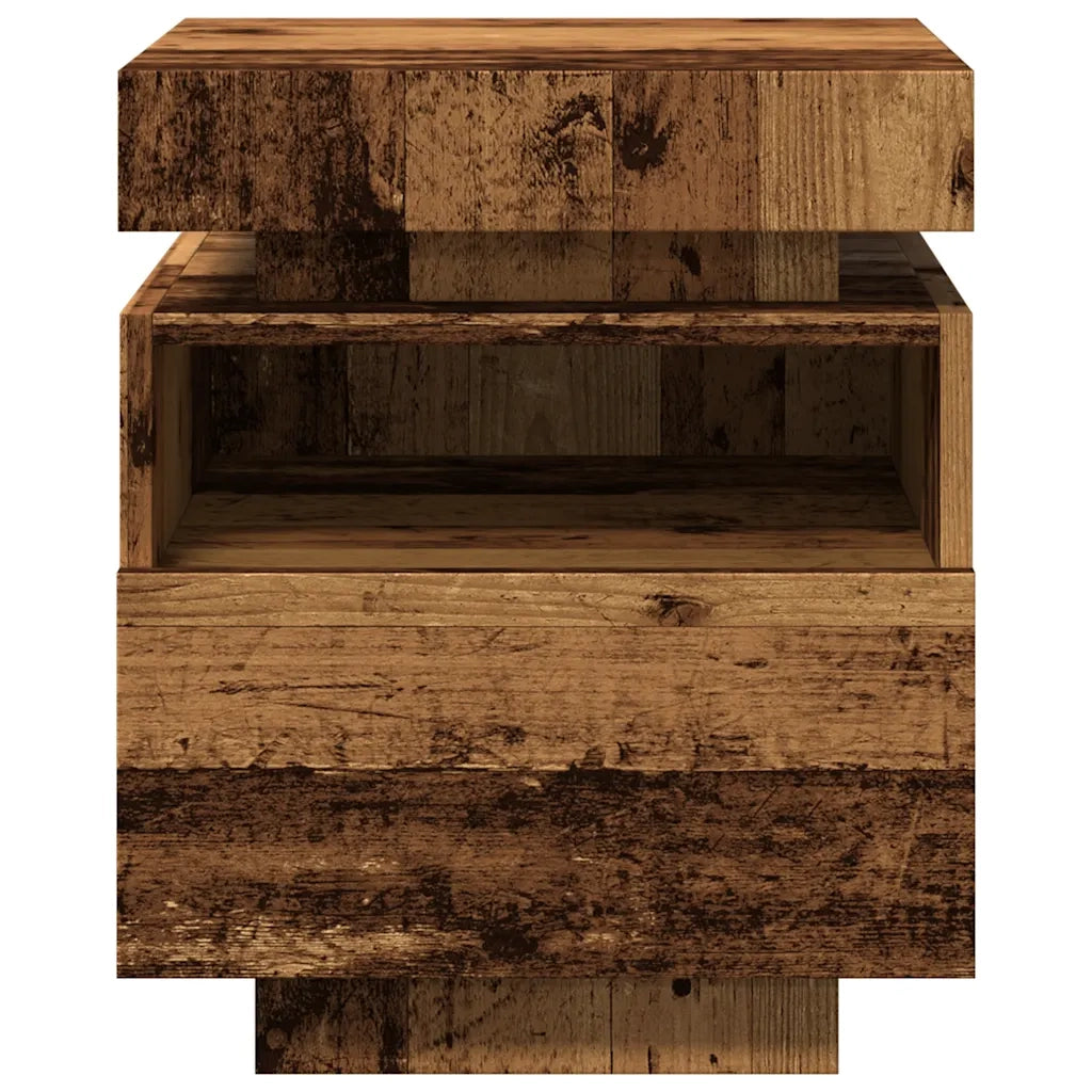 Comodino con Luci LED Legno Antico 40x39x48,5 cm 857658