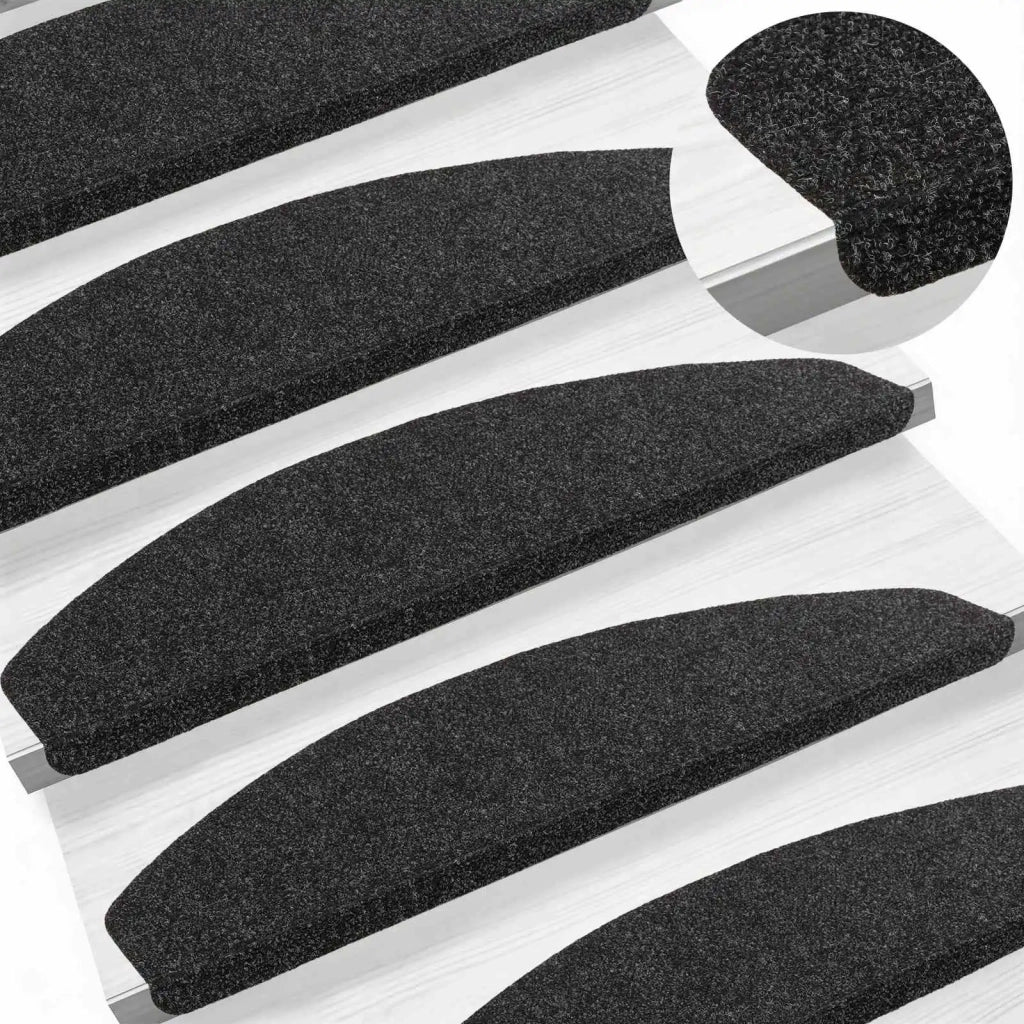 Tappetini per scale autoadesivi 15 pcs Nero 80 x 28 x 3,5 cm 42040595