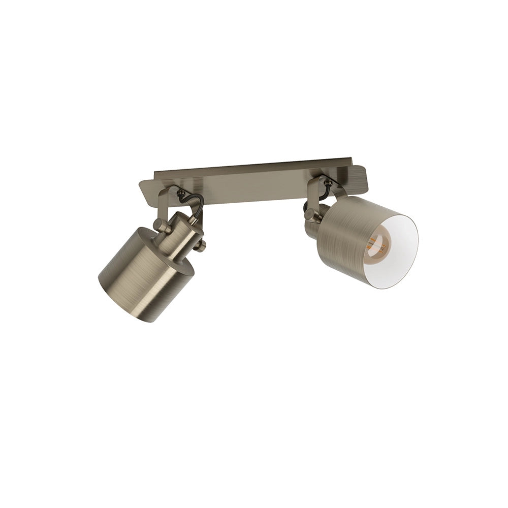Plafoniera/Spot Moderna Sud 2 Luci Acciaio Oro E Bianco