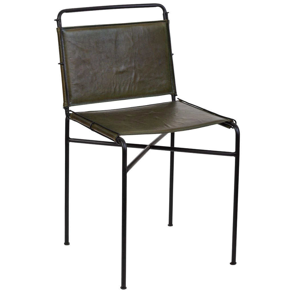 Sedia in metallo e pelle marrone 48x46x89