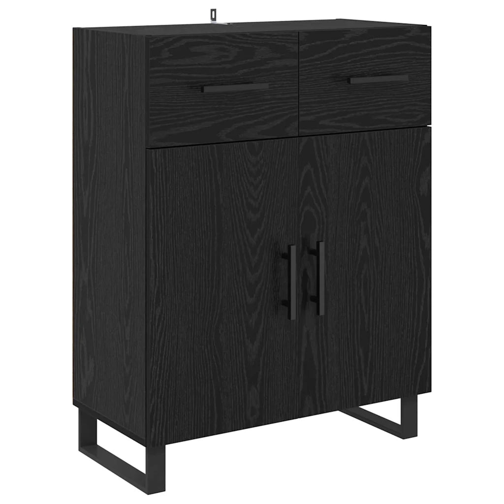 Credenza 2 pcs Rovere Nero Legno Stratificato e Vetro 3416089