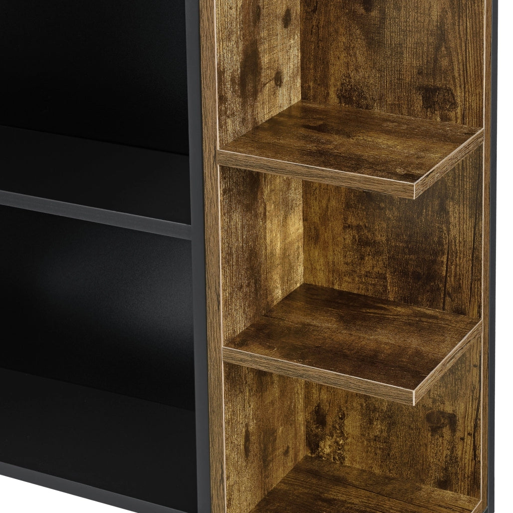 Anta pensile bagno con specchio 64 x 80 x 20 cm effetto legno scuro nero 03_0007671