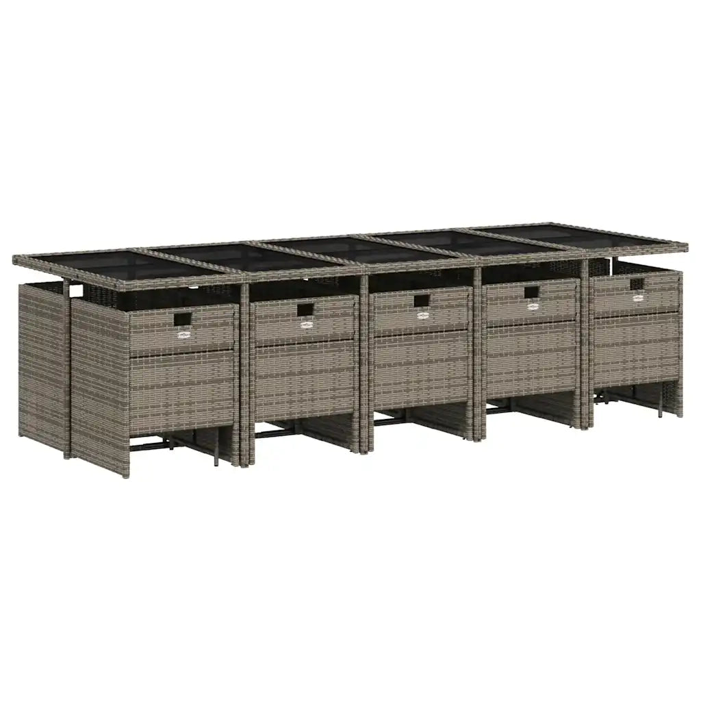 Set da pranzo da giardino da 15 pz con Cuscini in Polyrattan Grigio 3277764