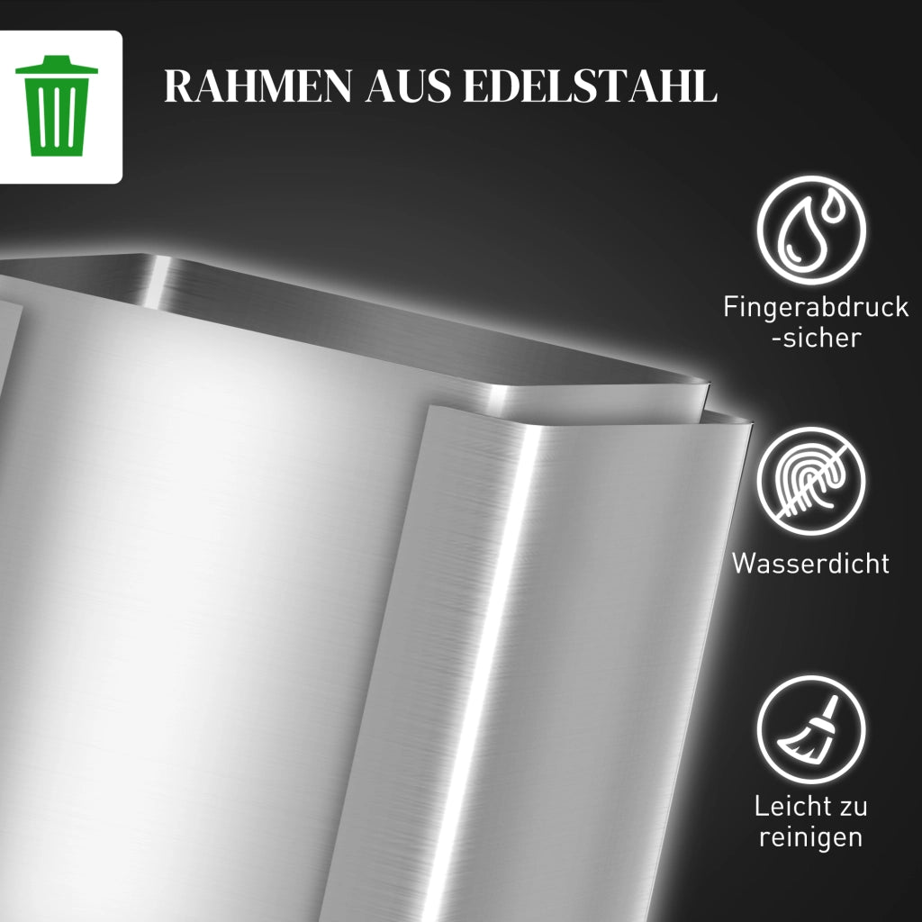 Pattumiera doppia 2x20L ¨C Xylo ¨C apertura a pedale, acciaio inox e plastica, argento