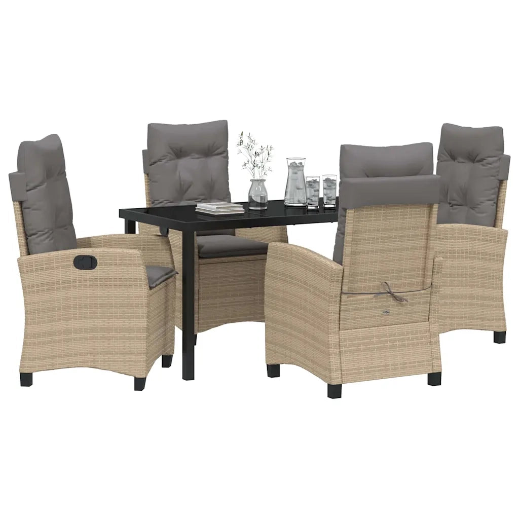 Set da Pranzo per Giardino con cuscino 5 pcs Beige polyrattan 3380402