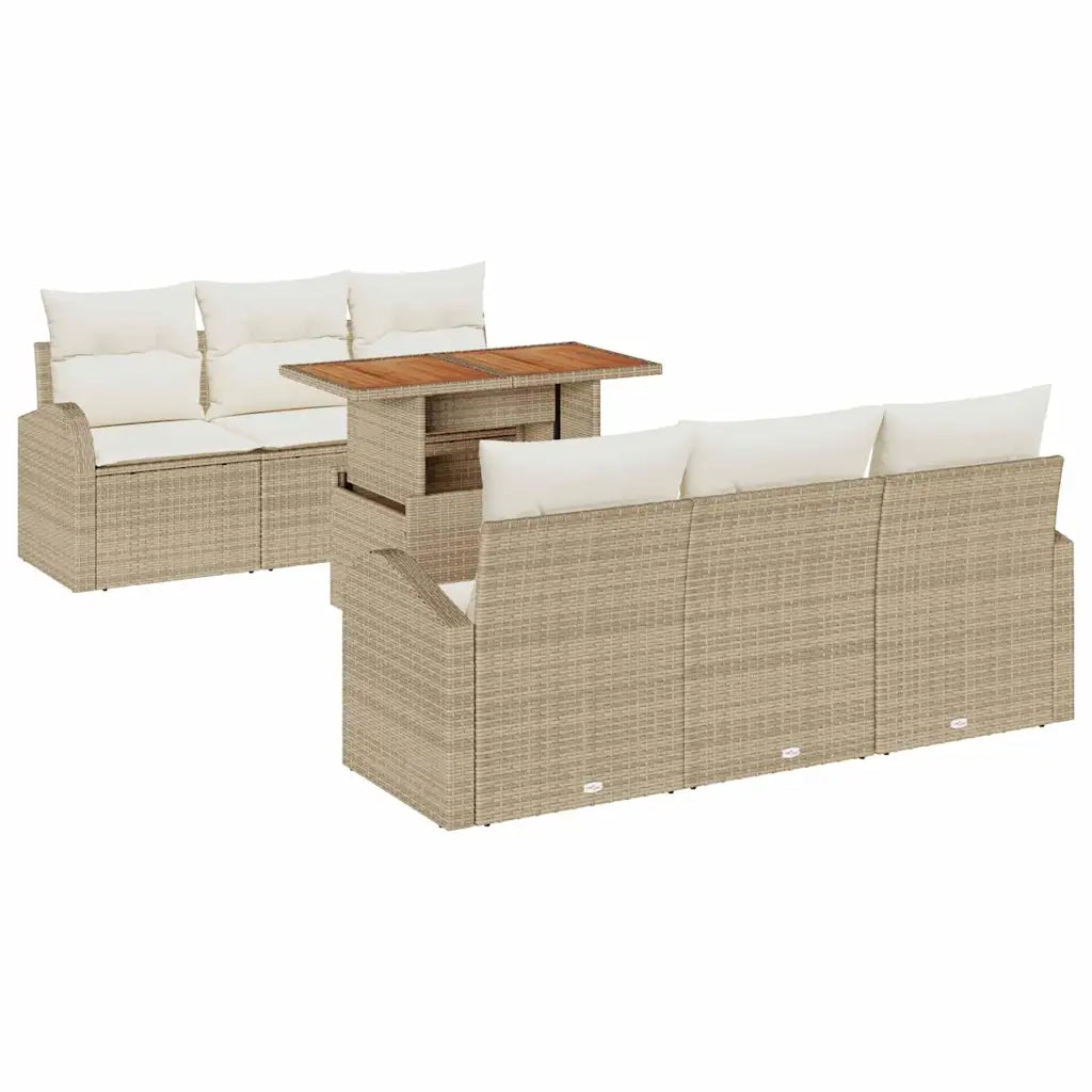 Set Divano da Giardino con cuscino 7 pcs beige e panna 3349532