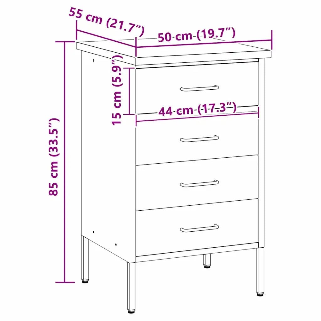 Banco da lavoro con cassetto Nero e Grigio 50 x 55 x 85 cm 4103460