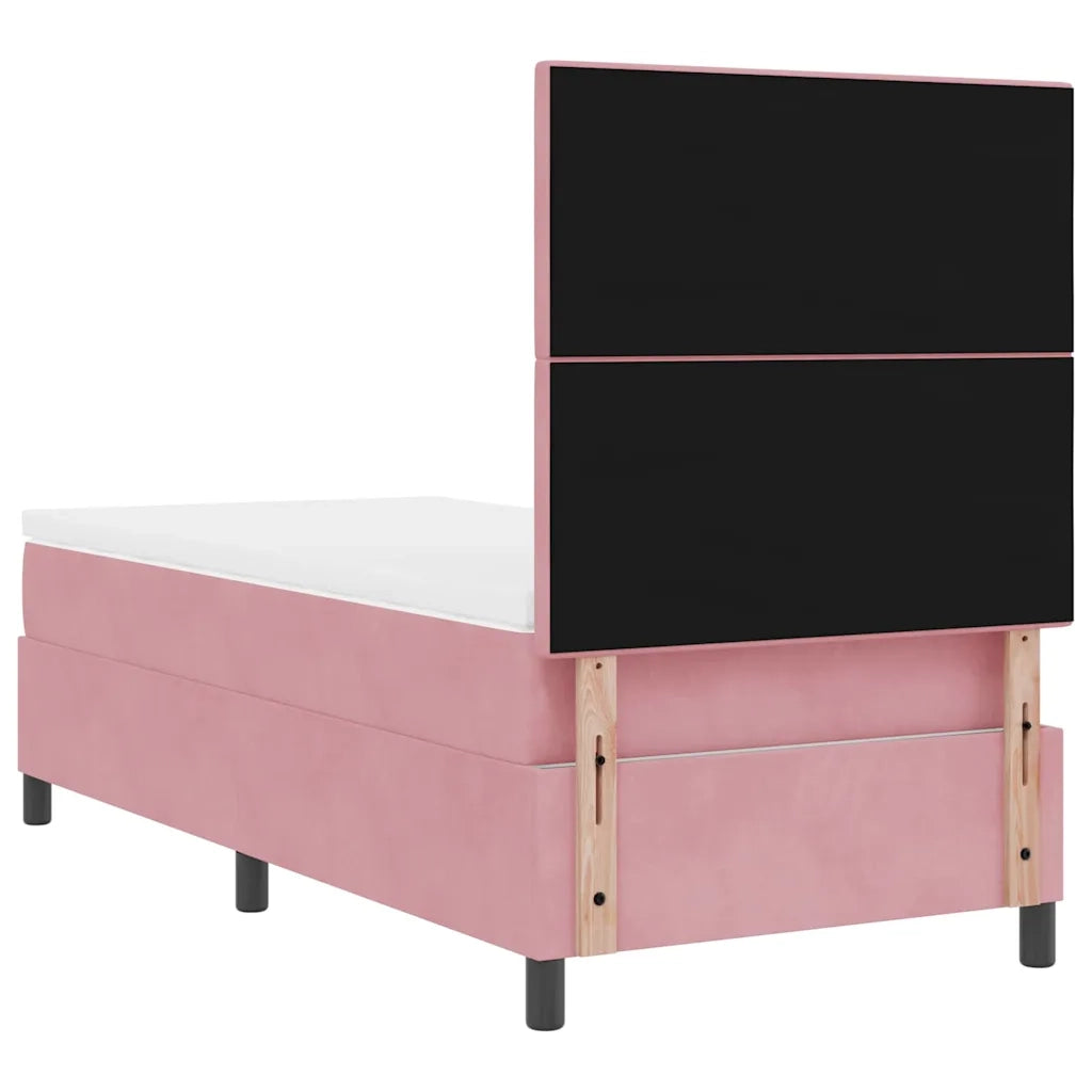 Letto a Sorgente LED con materasso Rosa 100 x 200 cm Velluto 3343297