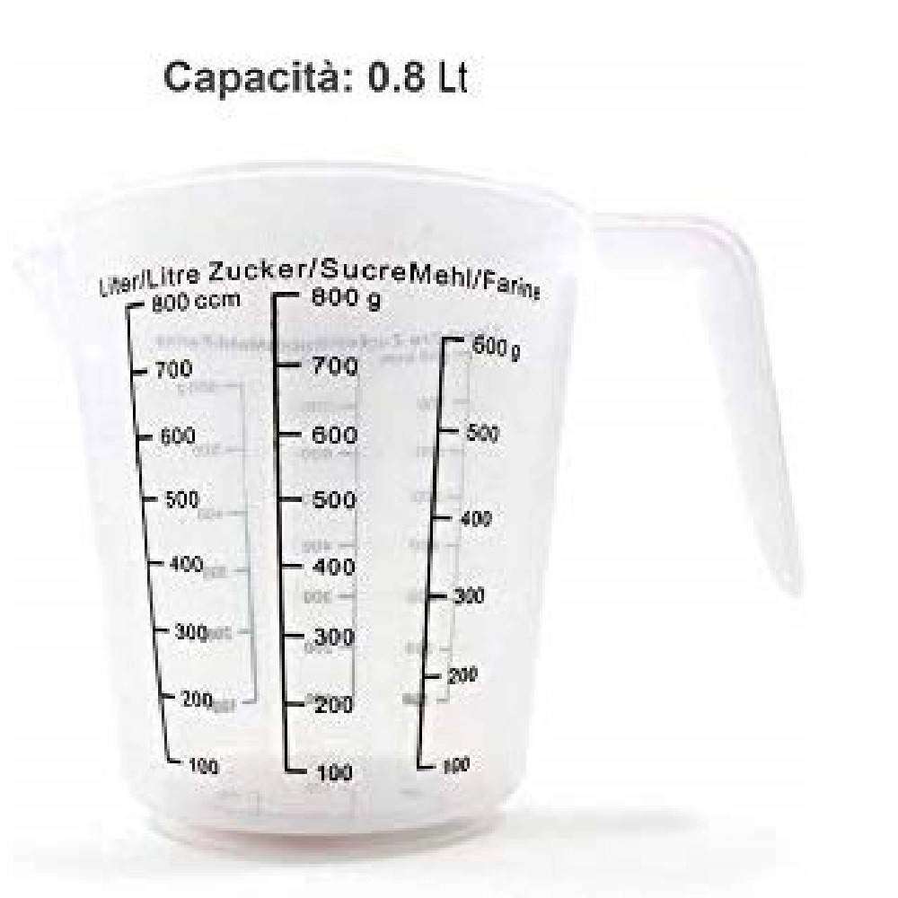 Trade Shop - Misurino Dosatore 800ml Con Scala Graduata Plastica Recipiente Precisione Liquidi -