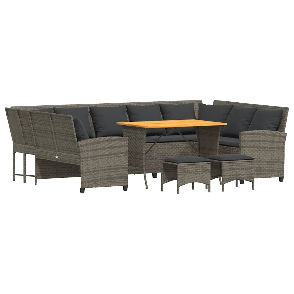 Set Divani da Giardino 4 pz con Cuscini in Polyrattan Grigio