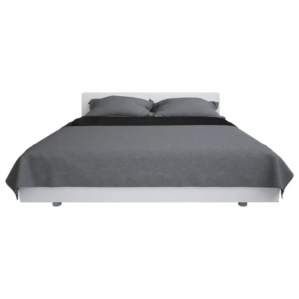 Copriletto Double-Face Trapuntato 230x260 cm Grigio e Nero 132967