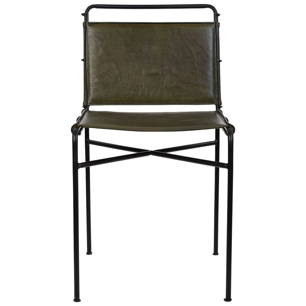 Sedia in metallo e pelle marrone 48x46x89