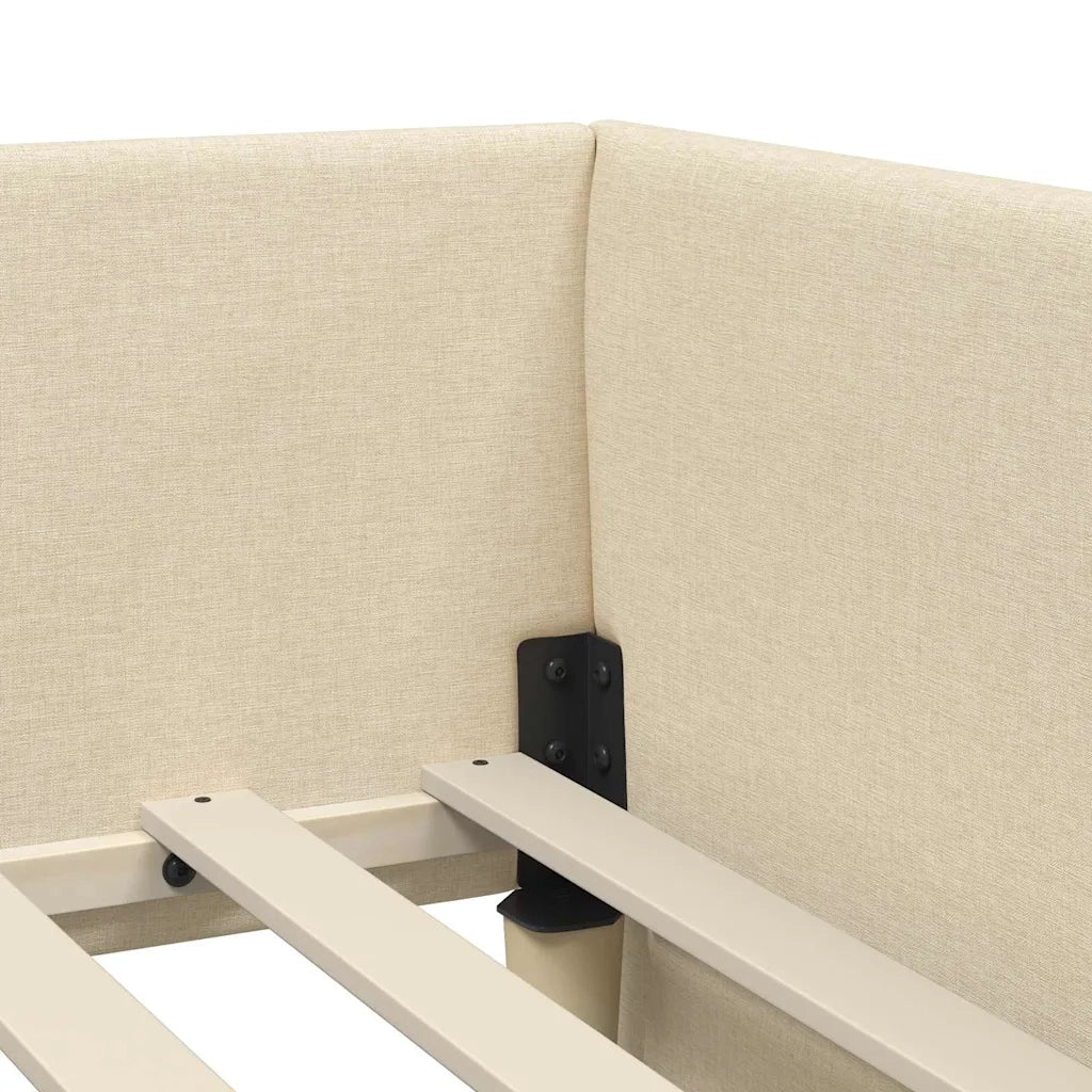 Letto singolo | Letto per adulti | Cornice del letto ad angolo Crema 80 cm x 200 cm Tessuto