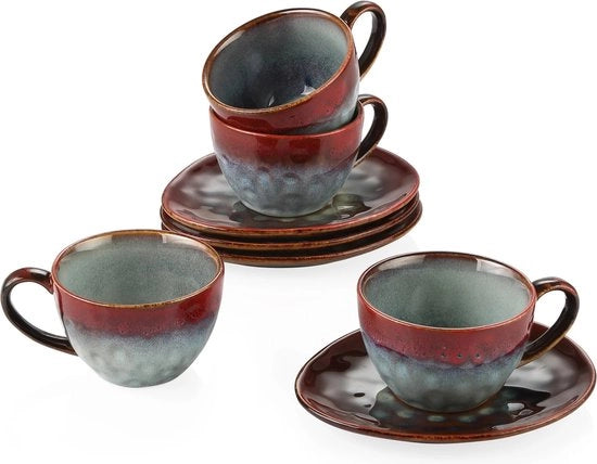 Set di 6 Tazze in Ceramica - Rosso