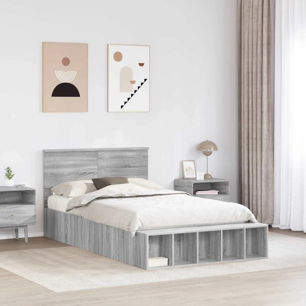 Struttura del letto con lo scaffale Grigio Sonoma 120 x 200 cm 3408394