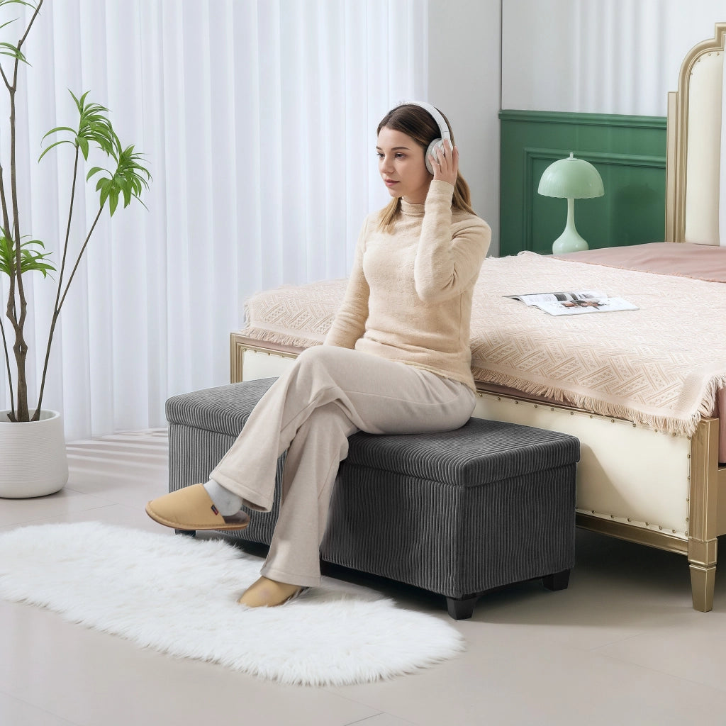 Pouf Contenitore Imbottito ¨C Minimal ¨C Grigio 112x42x40 cm