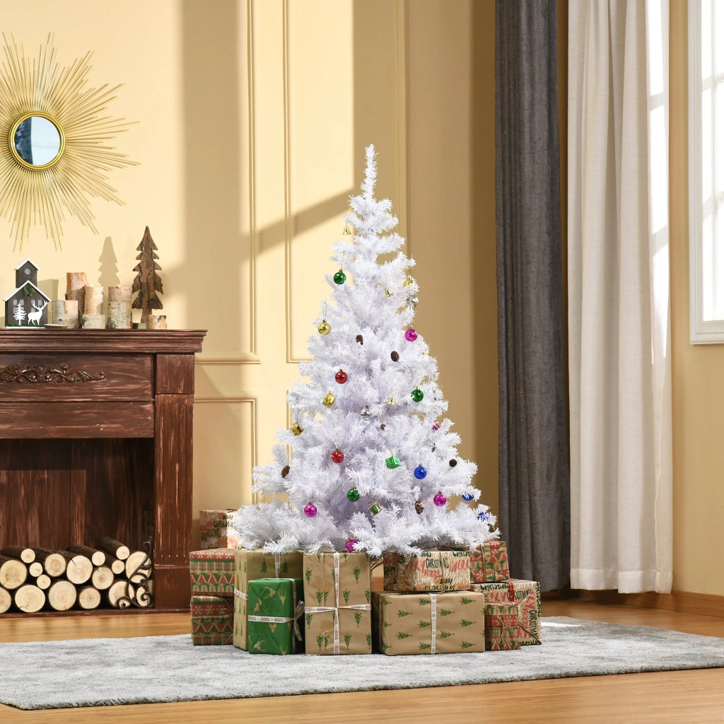 Albero di Natale Artificiale 150 cm 680 Rami Addobbato Bianco