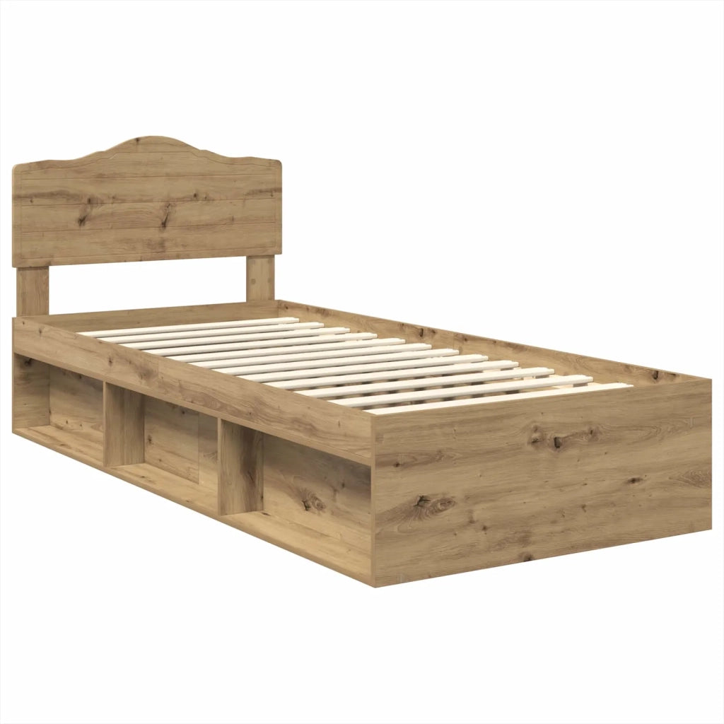Letto singolo | Letto per adulti | Struttura del letto con testiera Rovere Artigianale 90 x 190 cm