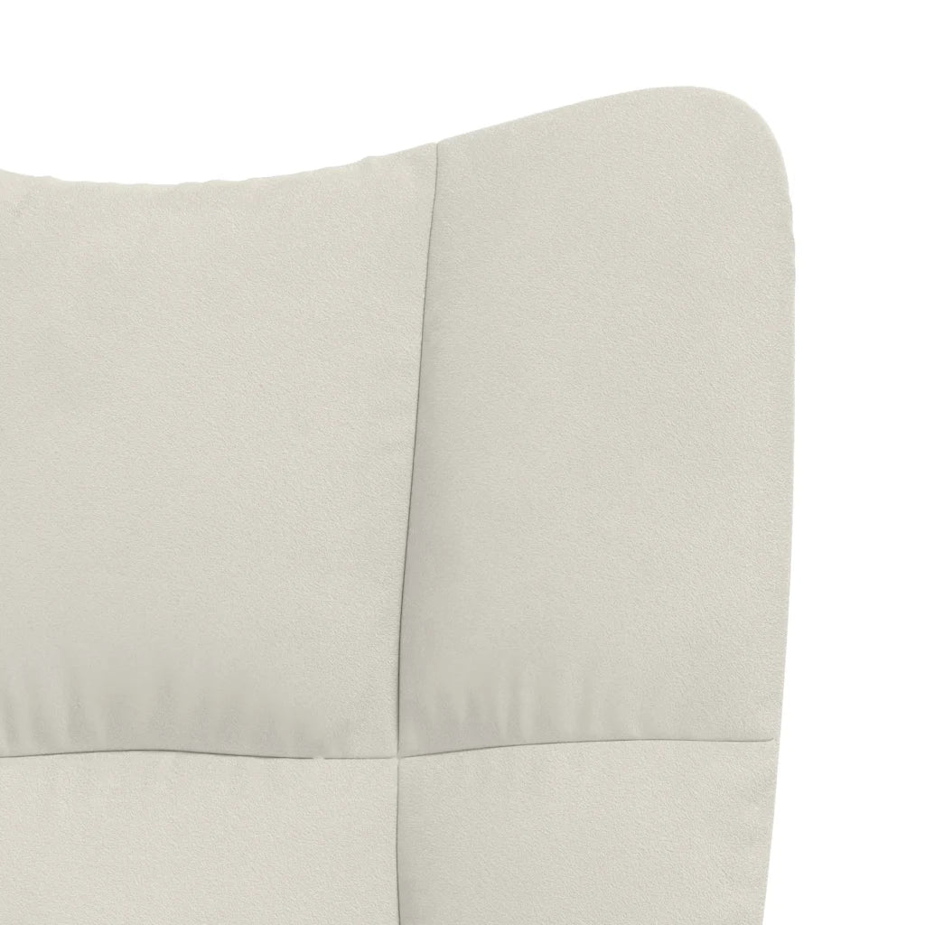Poltrona Relax | Sedia Relax con Poggiapiedi Bianco Crema in Velluto