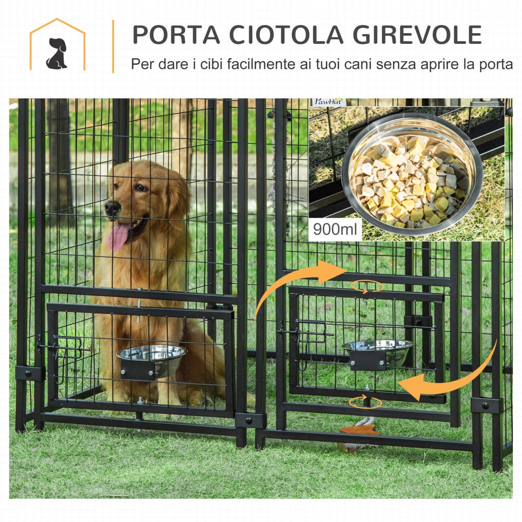 Recinto per Cani da Esterno ¨C Minimal ¨C Nero e Rosso, Acciaio