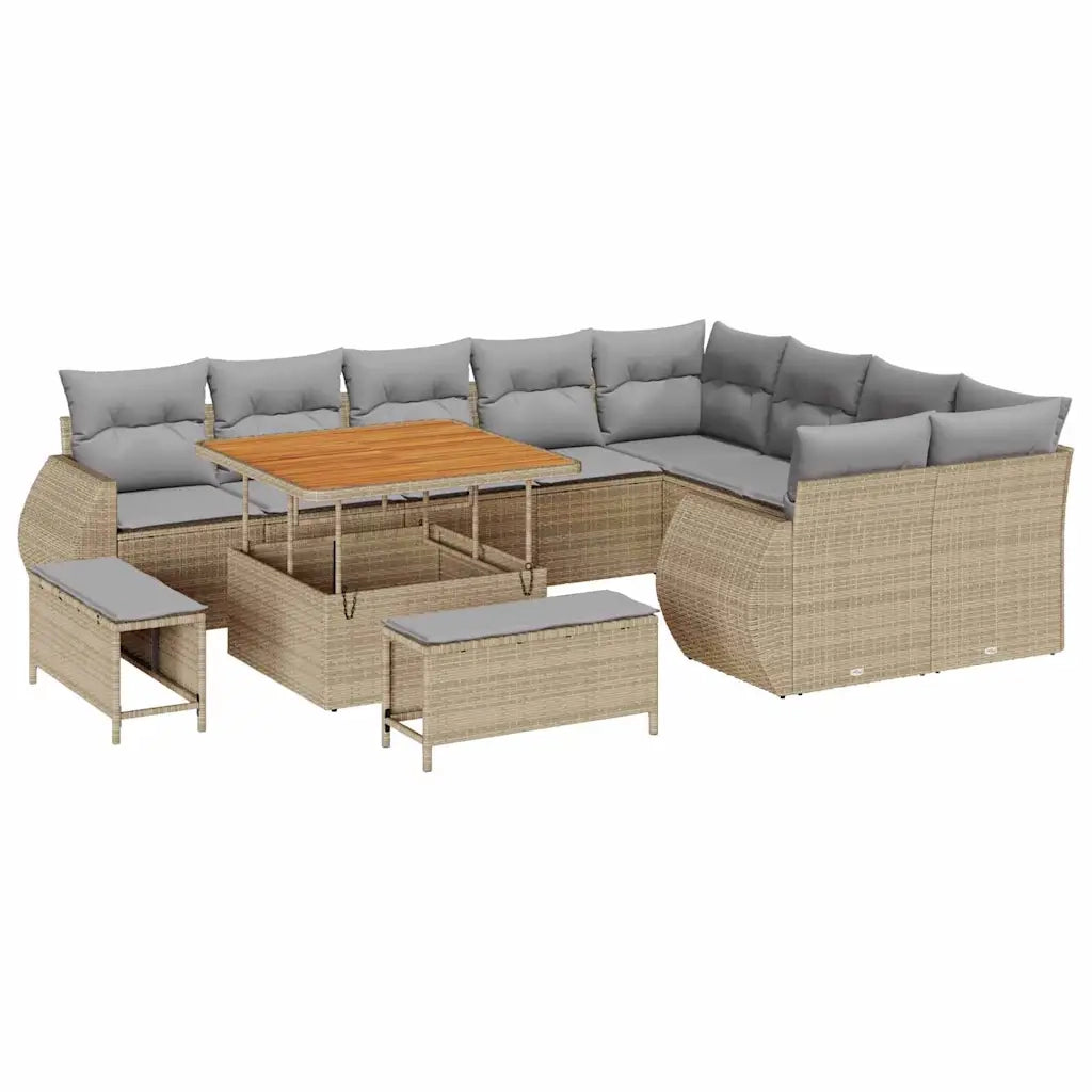 Set Divano da Giardino 12 pcs Beige polyrattan 3361907