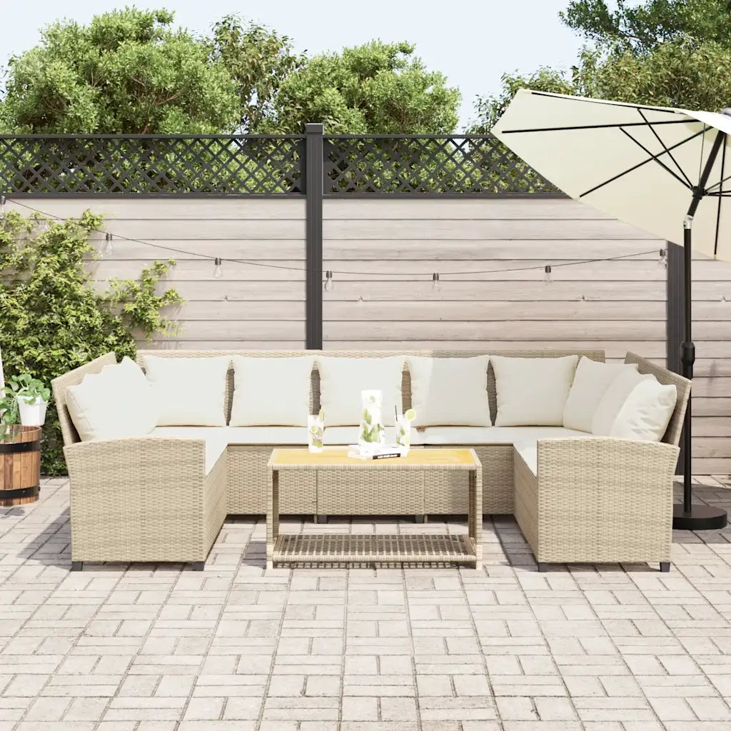 Divano da Giardino con Cuscini in Polyrattan Beige 3365332