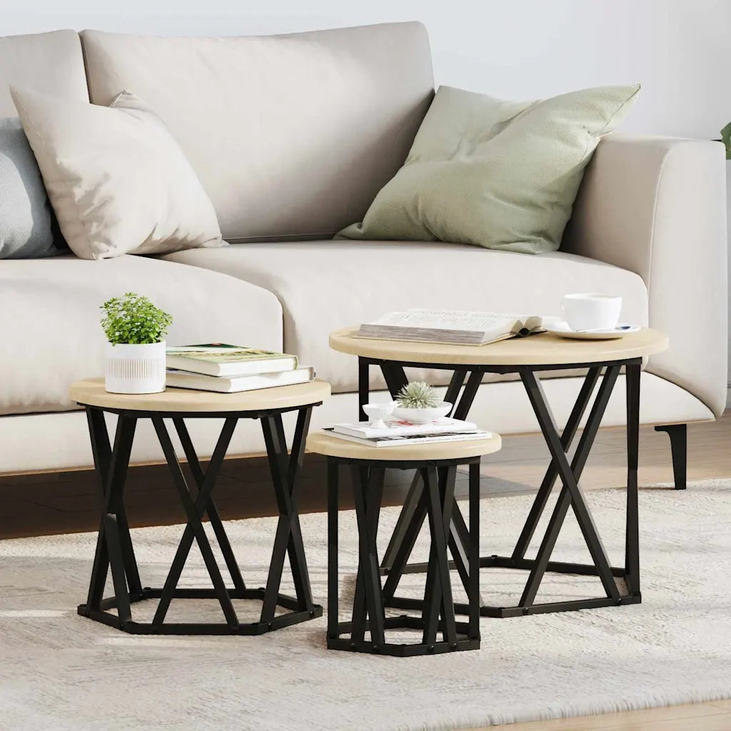 Tavolo Laterale Nesting 3 pcs Rovere Sonoma 868256