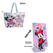 Trade Shop - Telo Mare In Cotone + Borsa Da Spiaggia Asciugamano Borsa Mare Minnie Mouse -