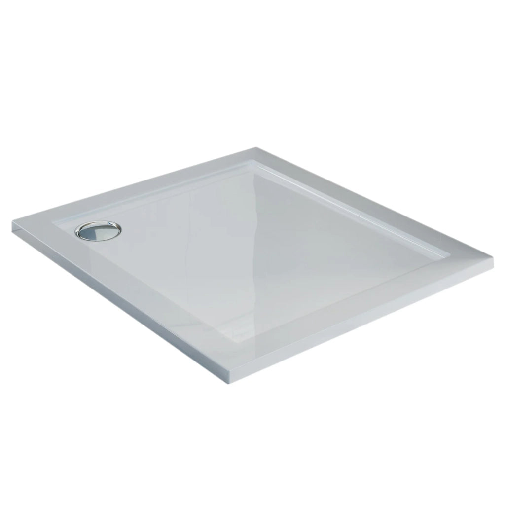 Piatto Doccia Slim 90x90x4 cm Quadrato Acrilico Bordato Bianco Lucido mod. Flower