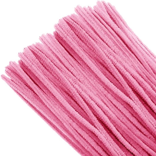 Pomponi per decorare - 100 pezzi - Rosa - Flessibile - Attività creativa - Adatto ai bambini - 30 cm