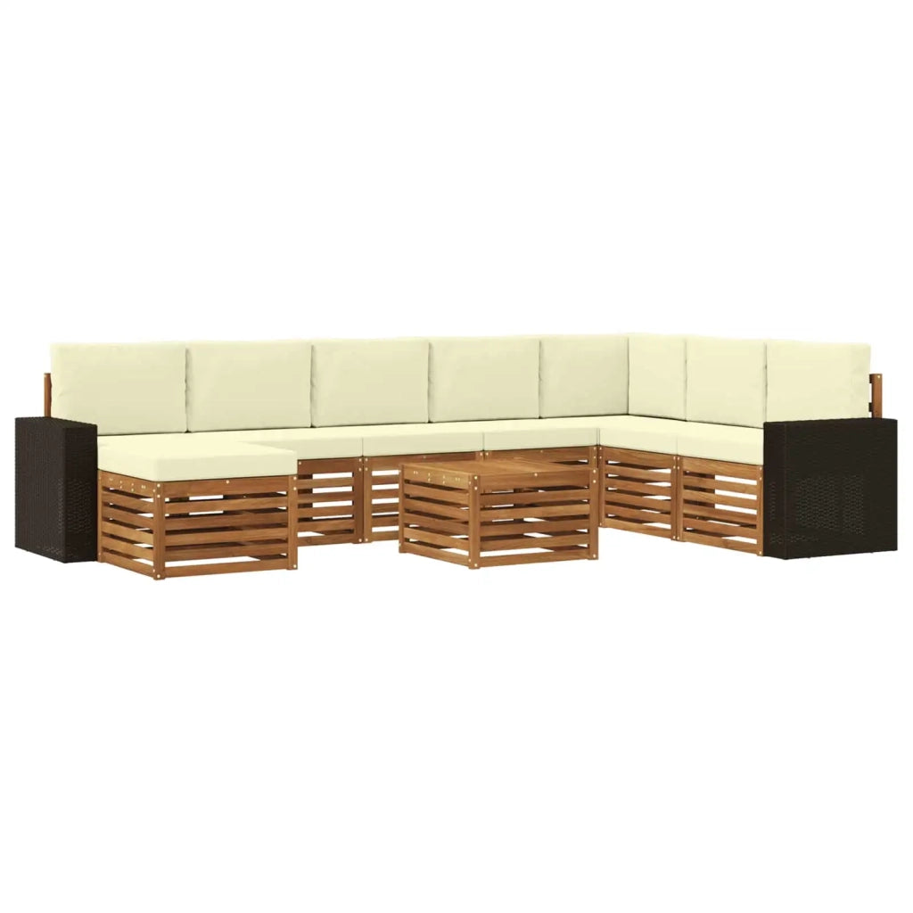 Set di divani da esterno con cuscino 9 pcs Naturale e Crema 3384751