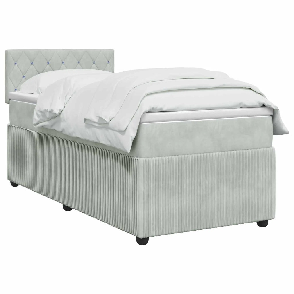 Letto box spring con materasso Grigio Chiaro 100 x 200 cm 3451613