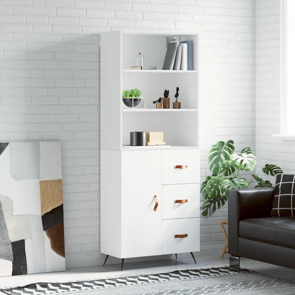 Credenza | Madia | Buffet da pranzo | Armadio da pranzo Bianca 69,5x34x180 cm in Legno Multistrato