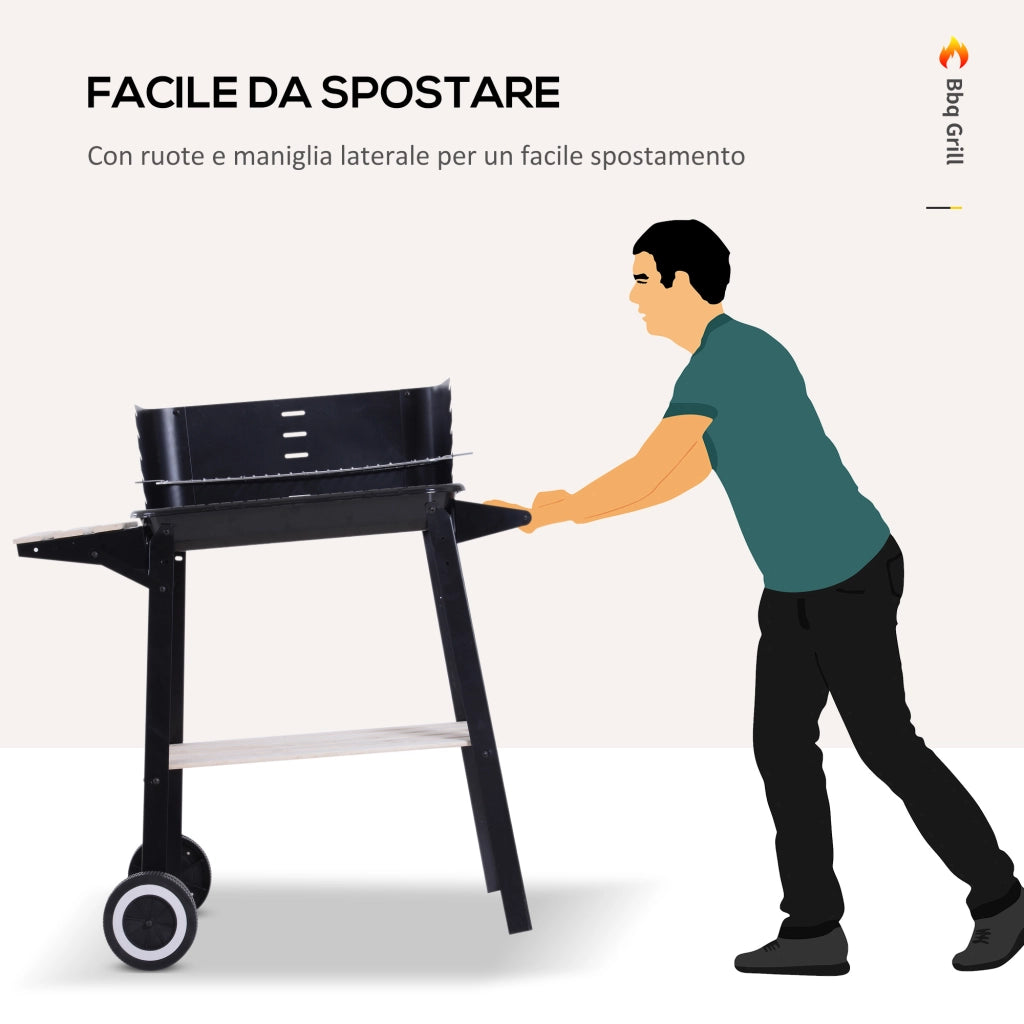 Barbecue a Carbone con Griglia Regolabile ¨C Xylo ¨C Nero 83x37x87cm
