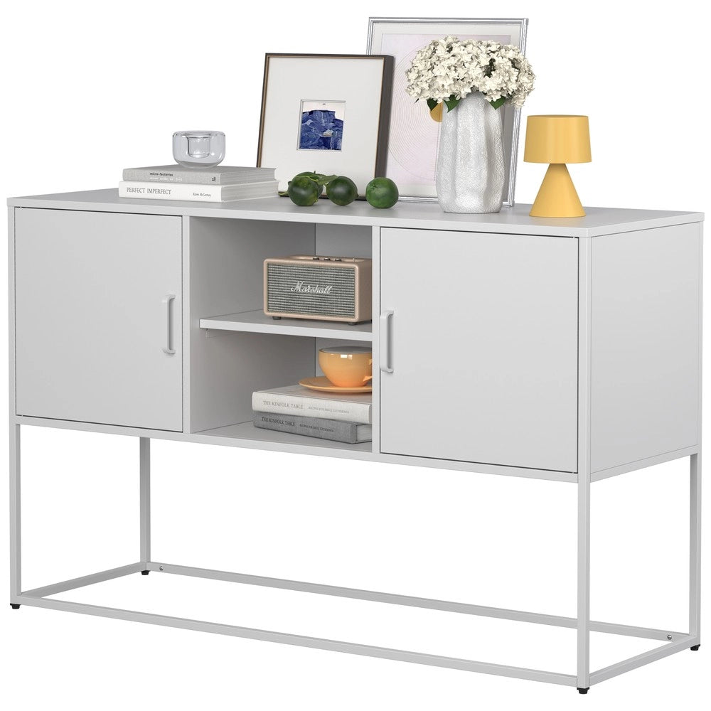 Credenza Buffet con Ante e Ripiani ¨C MINIMAL ¨C Bianco, Metallo, 120x75x40 cm