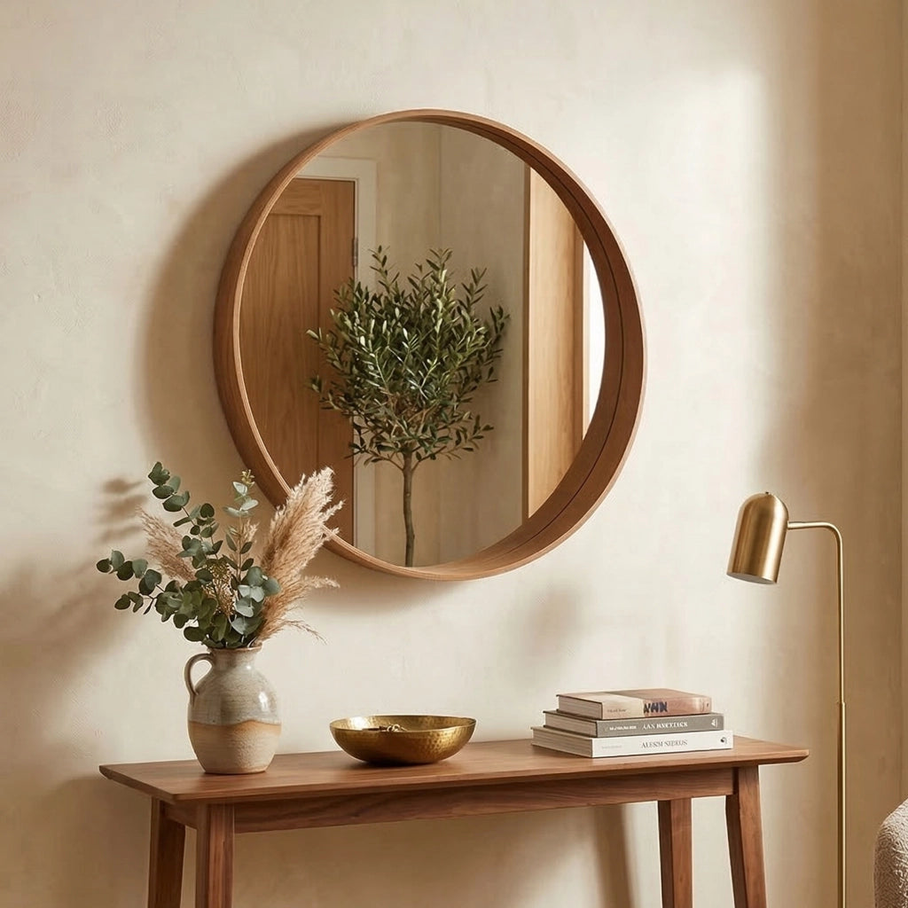 Frentani, Specchio Forma Rotondo, 80x80h cm Marrone Noce