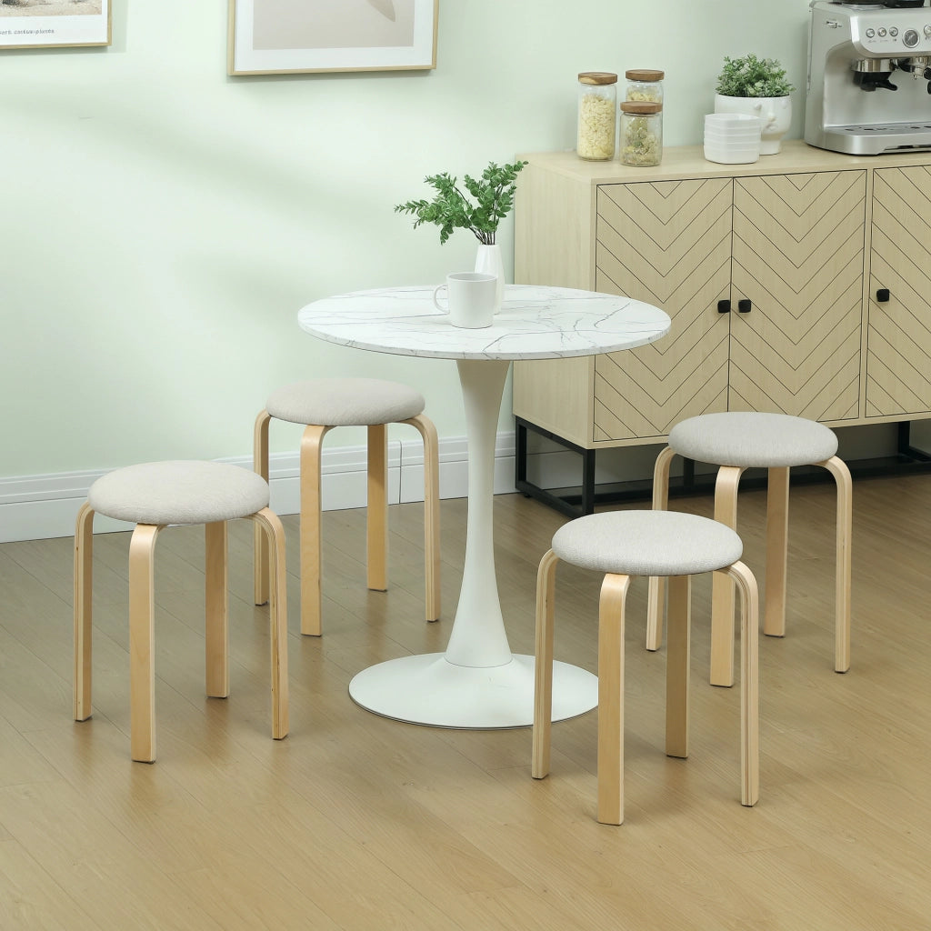 Pouf Imbottito 4 Pezzi ¨C zephmum ¨C Legno, Cremewei?
