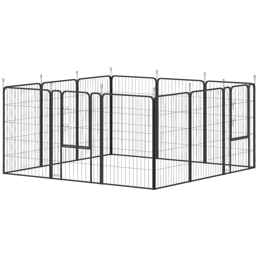 Recinto per Cani 12 Pannelli con Porte ¨C Minimal ¨C Nero 100 cm